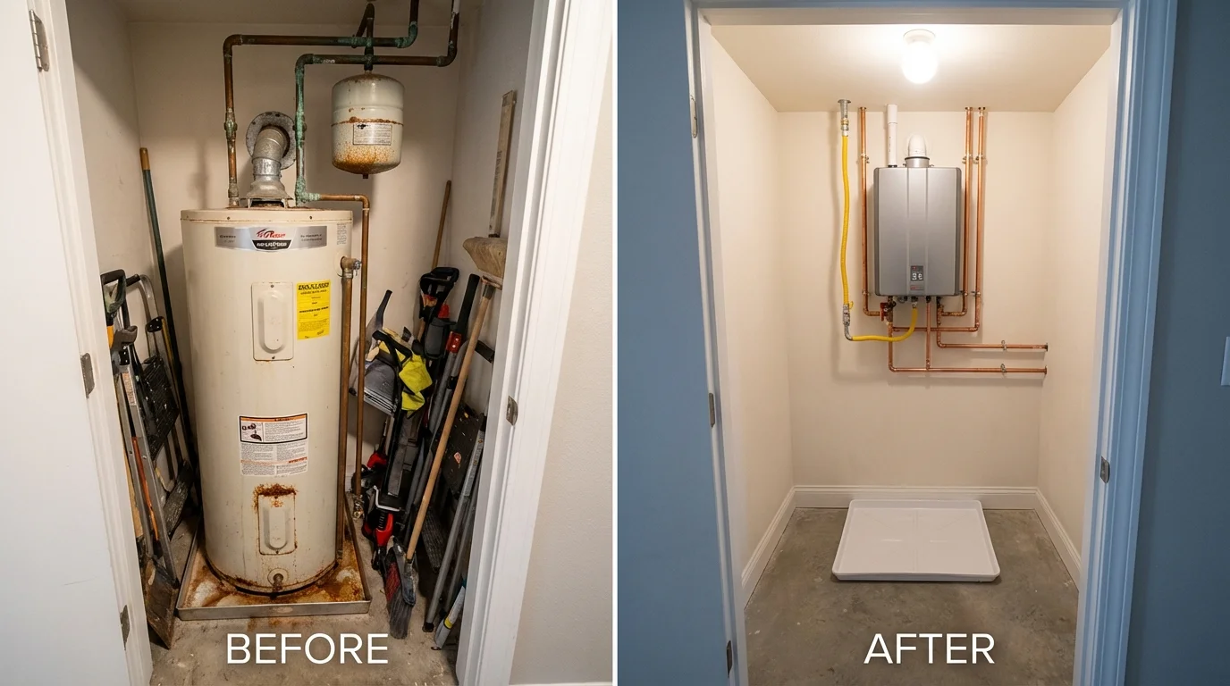 Tank water heater versus wall-mounted tankless unit comparison for Reedley, CA homeowners