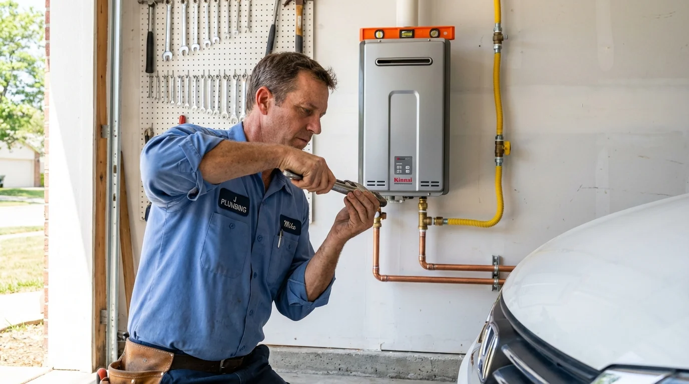 Tankless water heater installation by a Johns Plumbing LLC plumber in Reedley